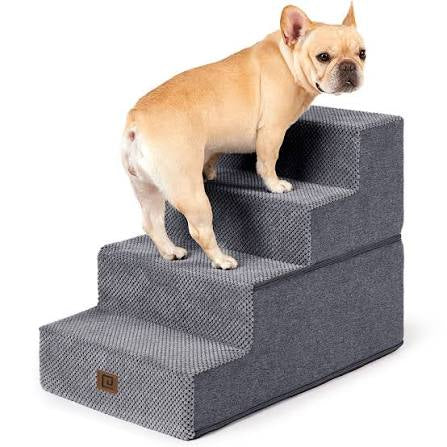 Dog Stairs & Steps - Foam Steps for Small Dogs & Cats, Non-Slip Indoor Balanced Pet Step Support, Dog Ramp, No Assembly, Foldable Stair, 3-Step