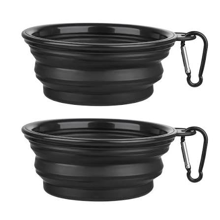 Dog Bowl Pet Collapsible Bowls, 2 Pack Collapsible Dog Water Bowls for Cats Dogs, Portable Pet Feeding Watering Dish for Walking Parking Traveling with 2 Carabiners (Small, Green+Purple)